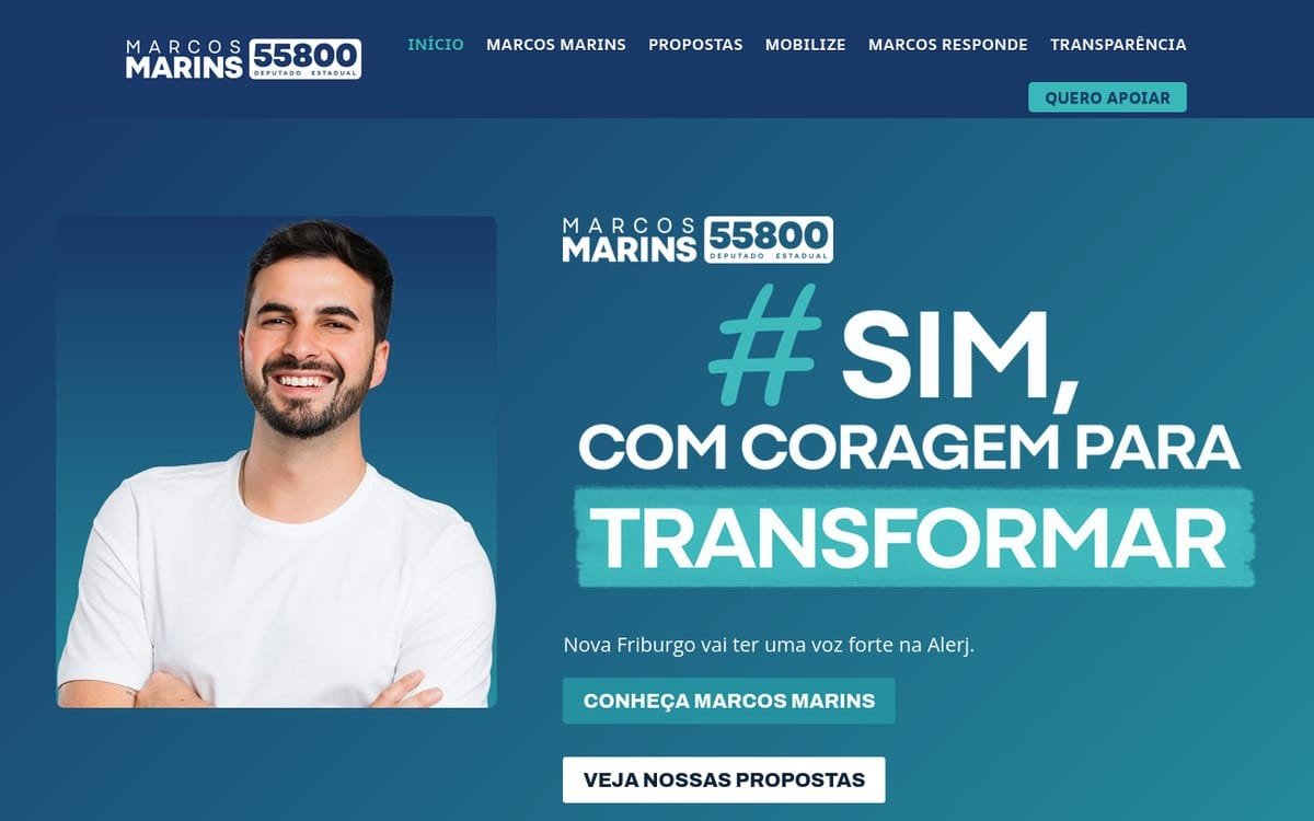 Site Marcos Marins 55800 criado em WordPress